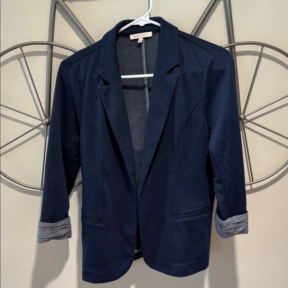 Skies Are Blue Jackets & Blazers - Skies Are Blue Textured Navy Jacket
